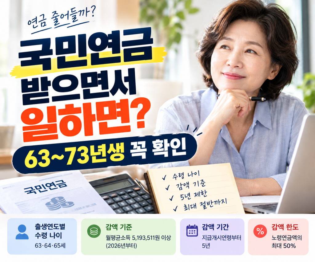 국민연금 받으면서 일하면 연금 줄어들까? 63~73년생 꼭 확인